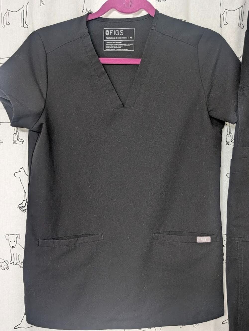 FIGS Women’s Casma Scrub Top Black XS Medical Utility